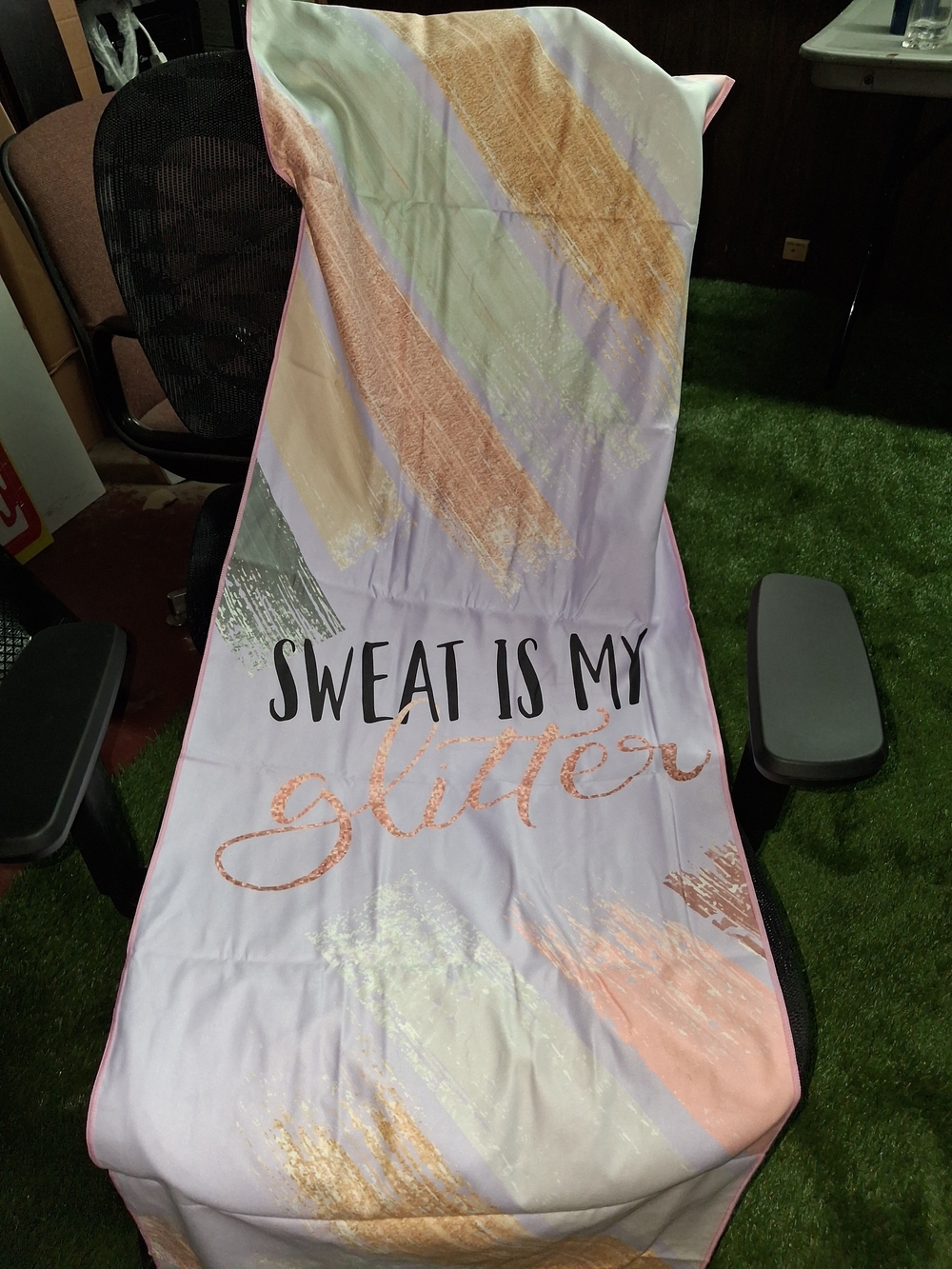 Sweat Is My Glitter Pink and Pastel Fitness Towel